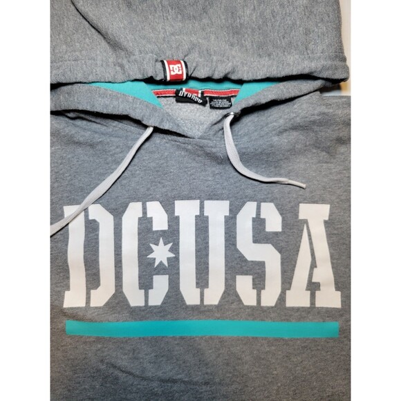Vintage Y2K DC Shoe Co Rob Dyrdek USA Skater Hoodie Grey Teal Mens M Drawstrings - Picture 2 of 8